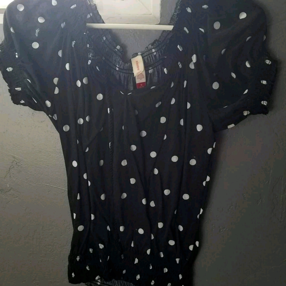Black with white dots blouse